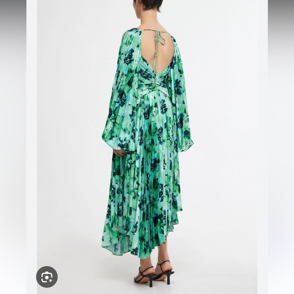 Acler Larimer Dress Green Floral Printed Gown Anthropologie Size 12 Large - Picture 4 of 8
